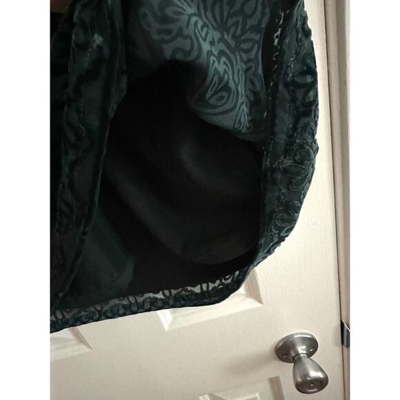 SOFT SURROUNDINGS Dark Green Silk-Blend Velvet Burnout Tunic Mini Dress - Sz M - Picture 3 of 4
